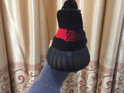Yeezy 350 V2 Black and Red Knit Sneakers
