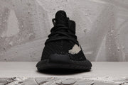 Yeezy 350 V2 Black and Cream Knit Sneakers