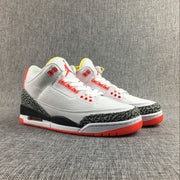 Air Jordan 3 White, Red and Black High-Top Sneakers