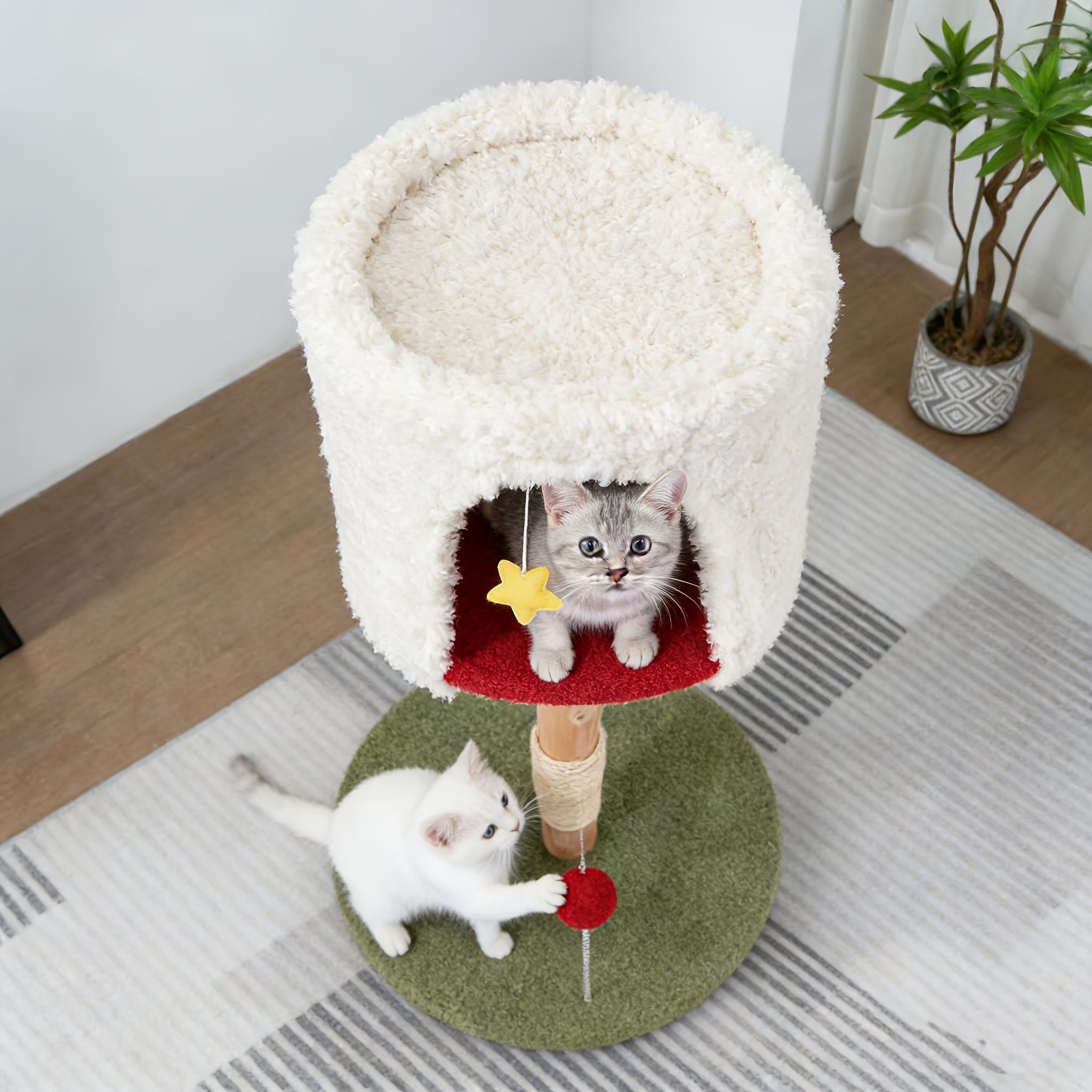 Cat Tree with Scratching Post, Cat Tower for Indoor Cats, Cat Condo, Cat Tree, Cat Tower, Cat Bed, Spring Cat Playing Tree, Solid Wood