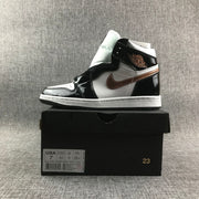 Air Jordan 1 High Black, White and Bronze Sneakers