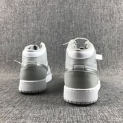 Jordan Air Jordan 1 Mid GS White and Silver Sneakers
