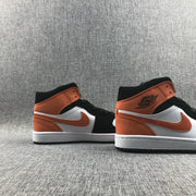 Air Jordan 1 Mid Black White Orange Sneakers 554724-058