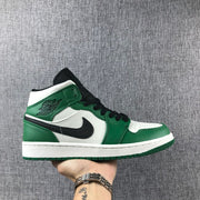 Air Jordan 1 Mid SE White Green Black Sneakers