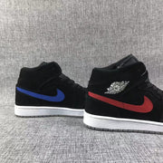 Jordan 1 Mid Black Red Blue Sneakers 554724-065