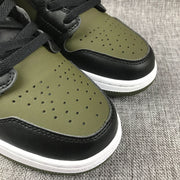 Jordan 1 Mid Sneakers in Black and Olive Green