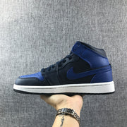 Air Jordan 1 Mid Black and Royal Blue High-Top Sneakers