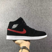 Jordan 1 Mid Black Red Blue Sneakers 554724-065