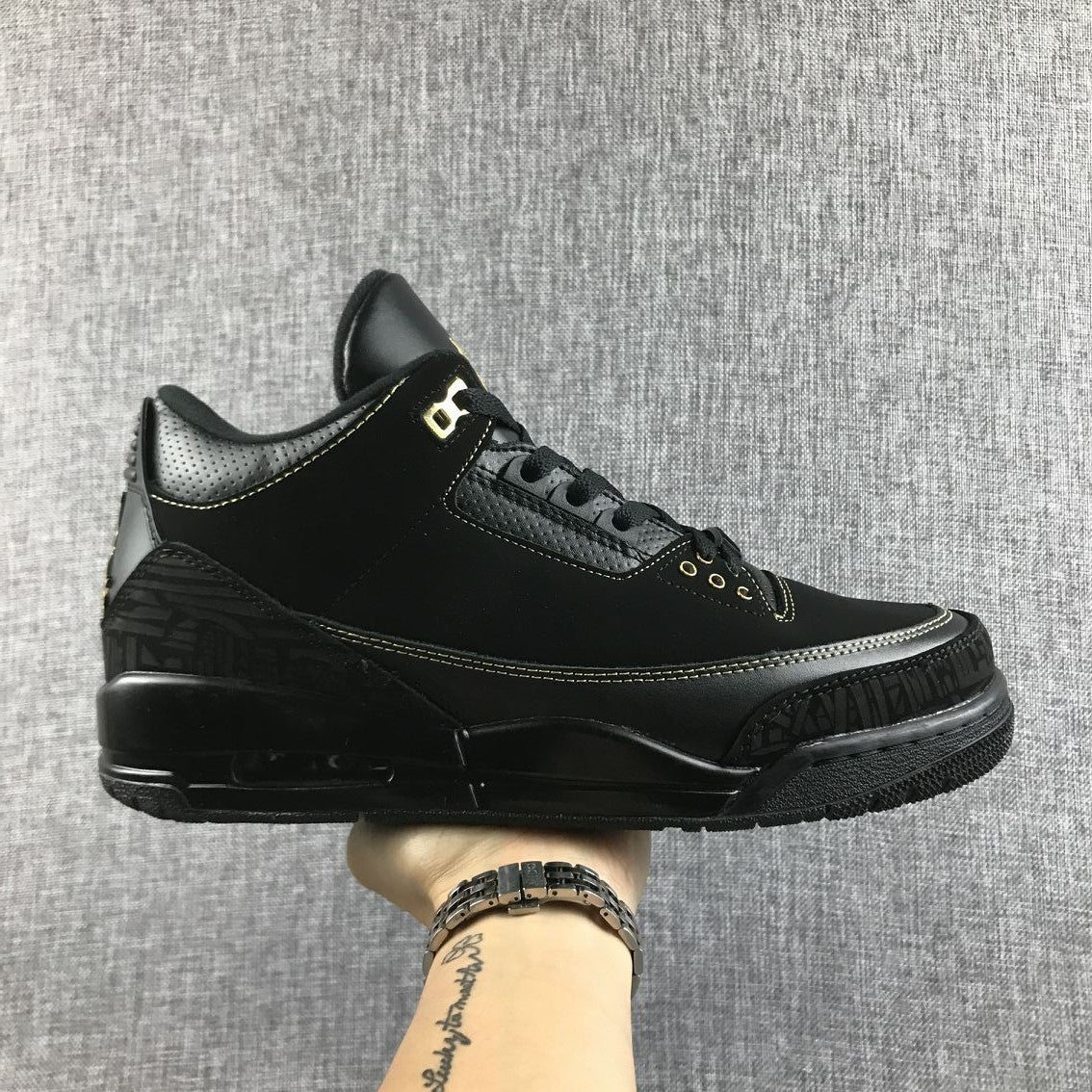 Air Jordan 3 BHM Black and Metallic Gold High-Top Sneakers