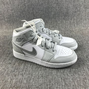 Jordan Air Jordan 1 Mid GS White and Silver Sneakers