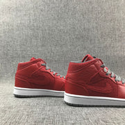 Jordan 1 Mid High-Top Sneakers in Red and Grey