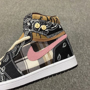 Jordan 1 Mid Paisley Sneakers Black Tan Pink White