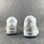 Jordan 3 White Cement Sneakers with Blue Translucent Sole