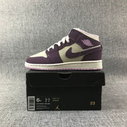 Air Jordan 1 Mid GS Sneakers White Purple Pink