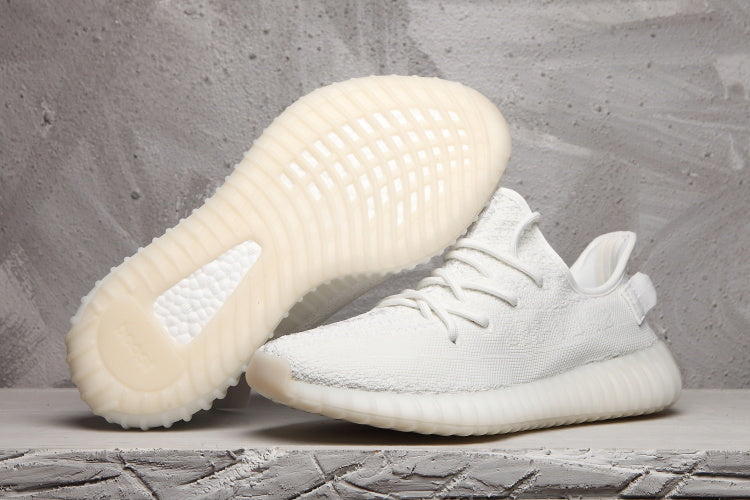 Yeezy 350 V2 White Knit Low-Top Sneakers