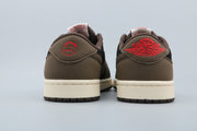 Jordan 1 Low Black and Brown Sneakers with White Swoosh