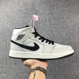Air Jordan 1 Mid Grey and Black High-Top Sneakers