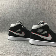 Air Jordan 1 Mid Black, White & Red Sneakers 554724-060