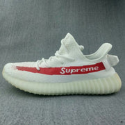 Yeezy 350 V2 White and Red Low-Top Sneakers