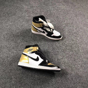 Jordan 1 High Mismatched Black Gold White Sneakers