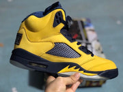 Jordan 5 High-Top Sneakers Yellow Navy Tokyo Style