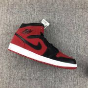 Air Jordan 1 Mid Sneakers in Red, Black and White