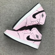 Air Jordan 1 Mid Pink and Black High-Top Sneakers