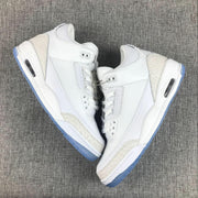 Jordan 3 White Cement Sneakers with Blue Translucent Sole