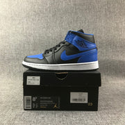 Air Jordan 1 Mid Black and Blue High-Top Sneakers