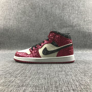 Air Jordan 1 Mid Chicago Starfish Sneakers, Red and Black