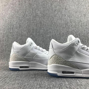 Jordan 3 White Cement Sneakers with Blue Translucent Sole