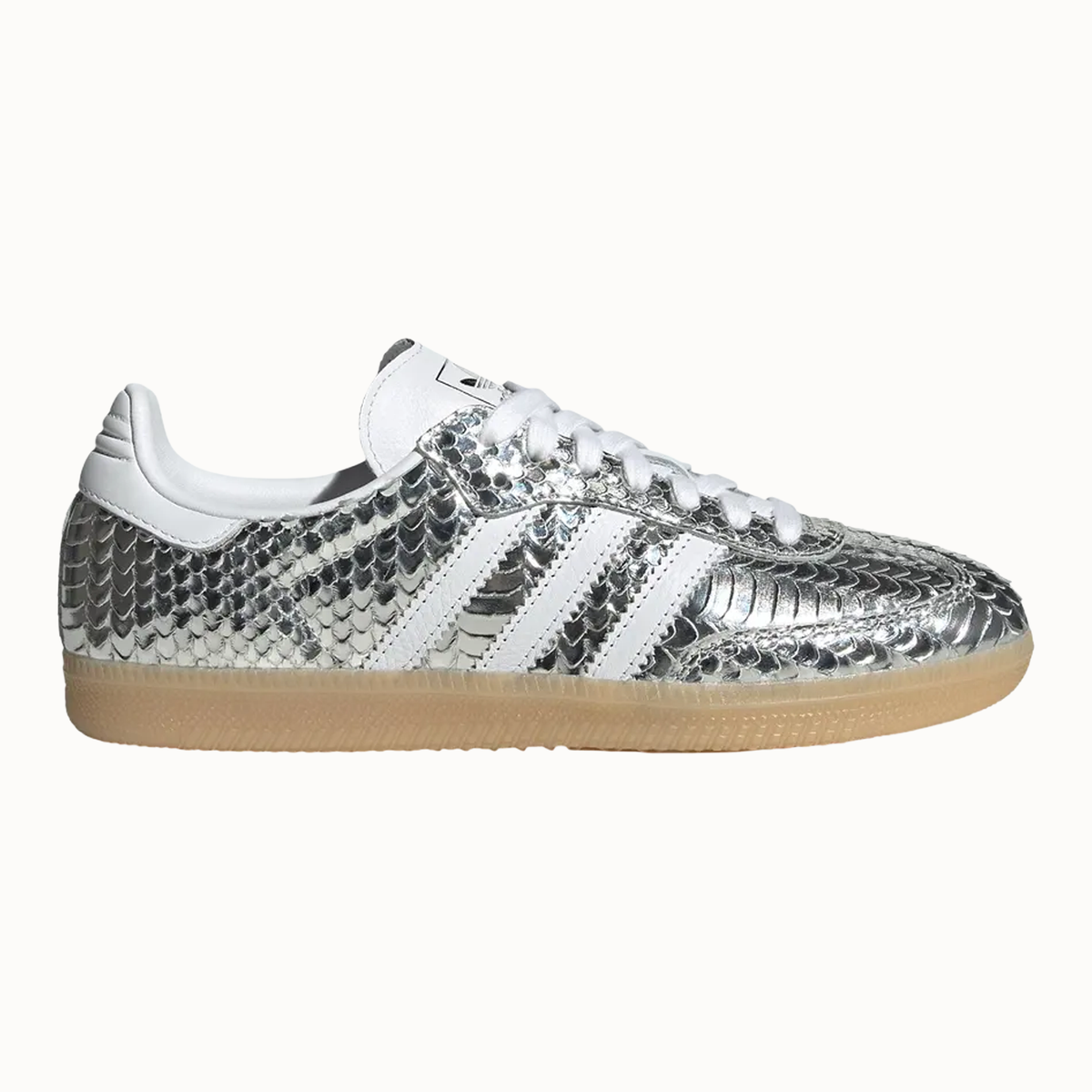 Adidas Originals Women's Silver "Metallic Snakeskin" Sambas, IH9016